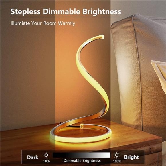 Spiral LED Table Lamp,Modern 3 Colors Dimmable Desk Lampwith Minimalist Lighting - Picture 5 of 5